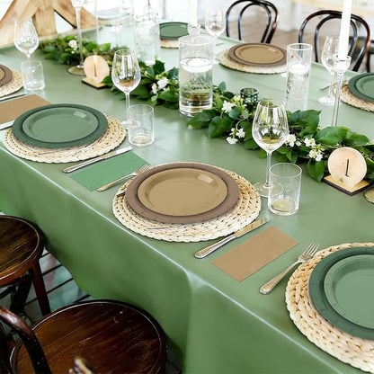 180Pcs Green and Brown Party Supplies Paper Plates and Napkins Serve 60 | - Image 6