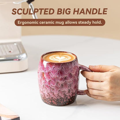 Roseate Nebula Ceramic Coffee Mug - 14 oz Unique Reactive Glaze Coffee Cup - Image 9