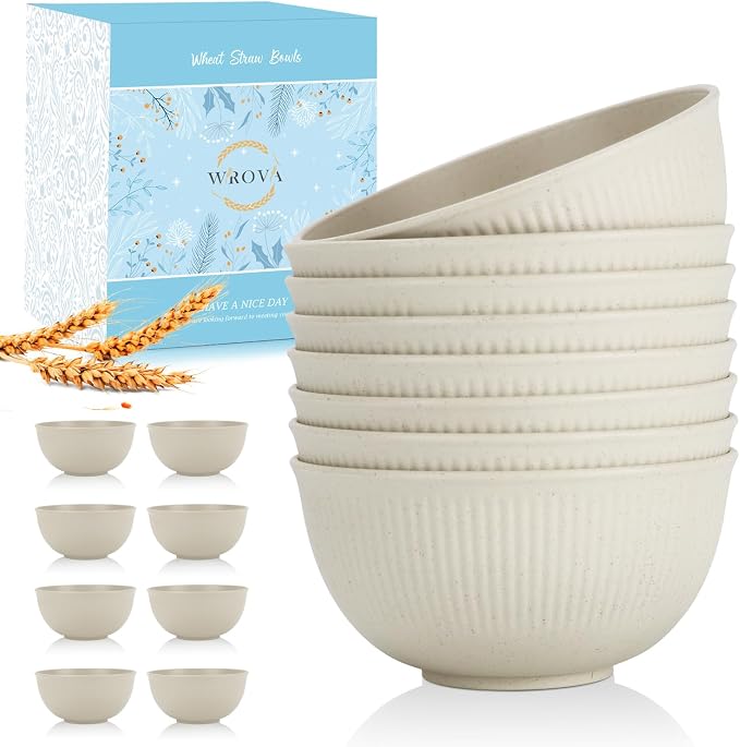 Wheat Straw Cereal Bowls Set, Soup Bowls Microwave Safe by WROVA