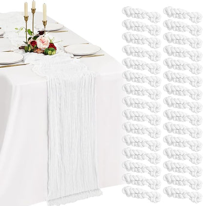 30 Pack Cheesecloth Table Runner 10FT White Table Runner Boho Gauze Cheese by Showgeous