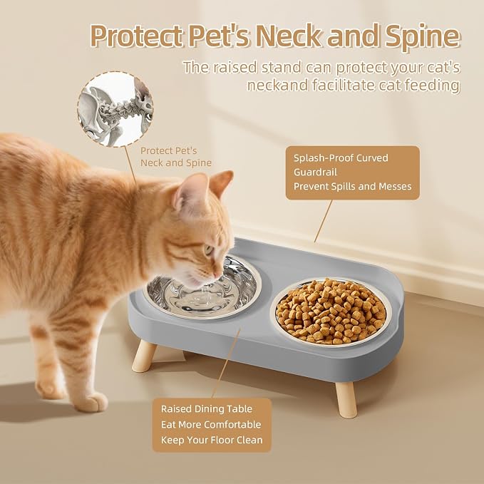 Elevated Cat Bowl, Raised Cat Food and Water Bowl Set - Image 3