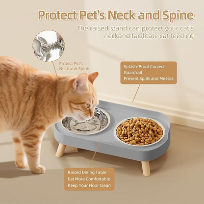 Elevated Cat Bowl, Raised Cat Food and Water Bowl Set - Image 3