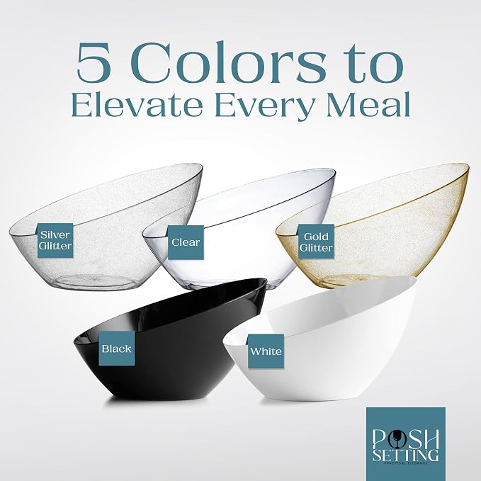 5 Pack Clear Angled Plastic Serving Bowl Disposable - Image 7