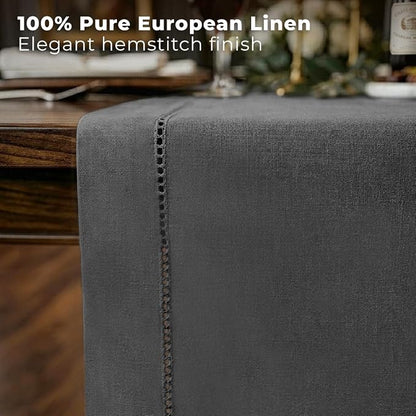 Signature Linen™ by D'Moksha Charcoal Grey Table Runner 132 Inches Long - Image 2