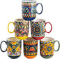 Henten Home Ceamic Coffee Mug Set of 6, 14 oz Colorful Latte Cup by HentenHome