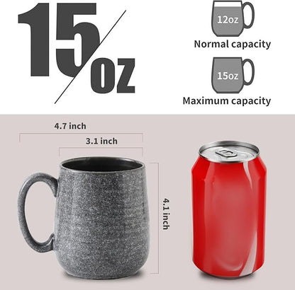 Hasense Dark Grey Coffee Mugs Set of 4, 12oz Ceramic Coffee Cups, Latte Mug - Image 3