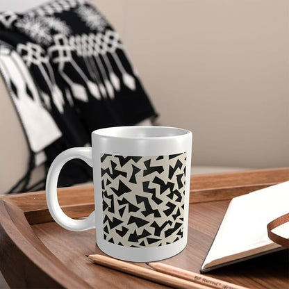 Minimalist Fragmented Angular Shapes Ceramic Cup, Elegant Coffee Mug Tee - Image 2