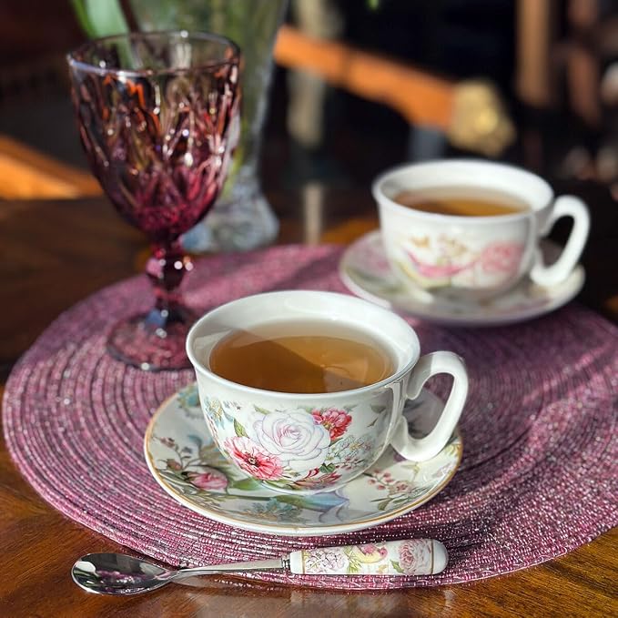 STP GOODS Bone China Tea/Coffee Cup and Saucer in Gift Box Fine Bone Tea Cup - Image 2