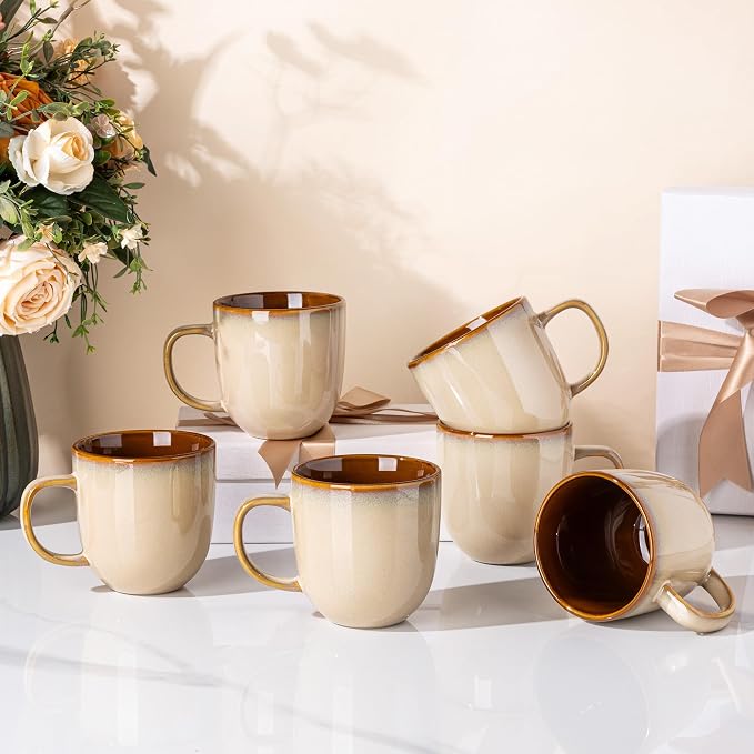 LERATIO Ceramic Coffee Mugs Set of 6, 12oz Handmade Coffee Mugs Set | Large - Image 7