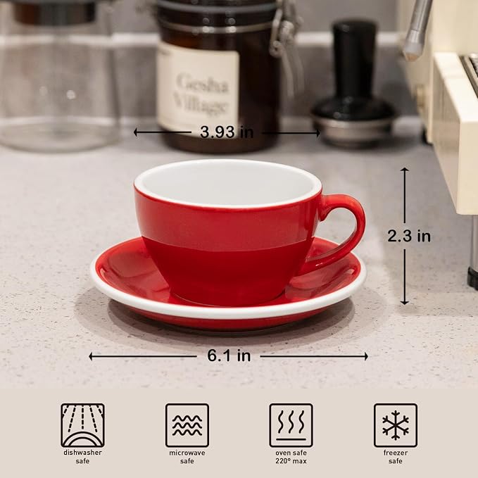 Loveramics Cappuccino Cup with Saucer, 8 oz Ceramic Coffee cup with Round Bottom - Image 4