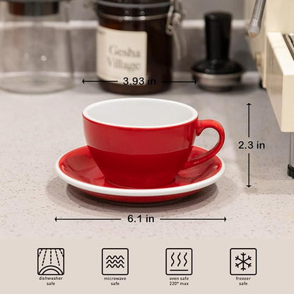 Loveramics Cappuccino Cup with Saucer, 8 oz Ceramic Coffee cup with Round Bottom - Image 4