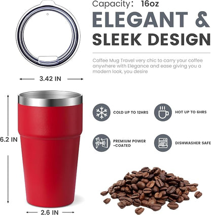 MEWAY 16oz Tumbler Double Wall Vacuum Insulated Travel Mug Bulk, Stainless - Image 2