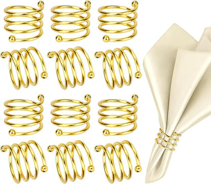 Gold Napkin Rings Sets of 12, Thanksgiving Fall Christmas Party Table Decorations Metal Napkin Holders Birthday Wedding Holiday Dinning Table Decor Gifts Idea for Home Host Family Gatherings