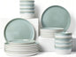 Dinnerware Sets for 8, Ceramic Plates and Bowls Set, Modern Artisan Dish Set, Microwave & Dishwasher Safe Dishware Set, Chip & Scratch Resistant Dinner Sets, Gradient Green