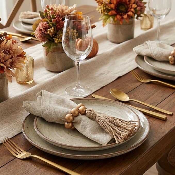 6 Pieces Wooden Bead Napkin Rings, Wooden Bead Easter Farmhouse Napkin Rings - Image 4