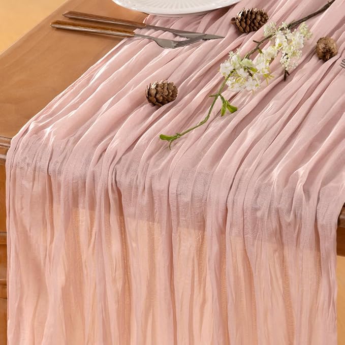 Dusty Pink Cheesecloth Table Runner 160 Inches 14 Ft Gauze Table Runner | - Image 5
