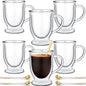 Gejoy 6 Sets Double Wall Glass Coffee Mugs by Gejoy