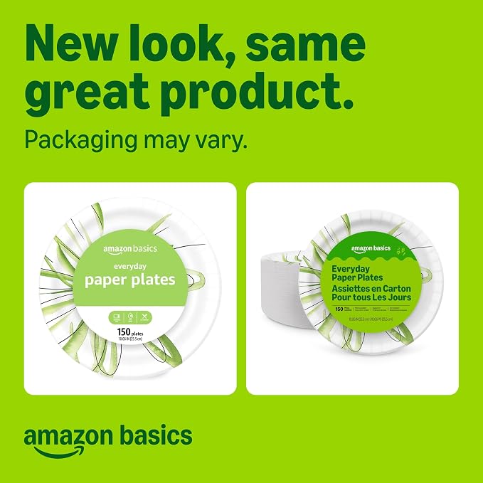 Amazon Basics Everyday Paper Plates, 10 Inch, Disposable, Packaging May Vary - Image 2