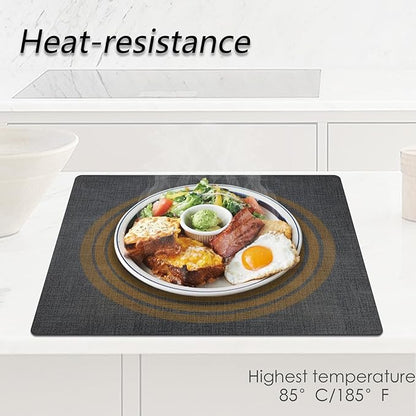 Placemats Set of 6 Faux Leather Heat Resistant Tables Mats Waterproof Oilproof Wipeable Reversible Anti-Slip Place Mats for Kitchen/Dining/Party/Outdoor 11.8" x 16.9", Dark Gray
