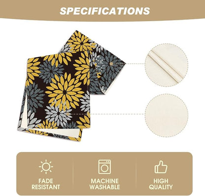 Artoid Mode Gold Black Silver Dahlia Floral Pinnata Fall Table Runner, Seasonal - Image 5