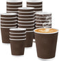 120 Pack 10 oz Coffee Cups, Disposable Corrugated Insulated Ripple Wall Paper Coffee Cups 12oz for Hot or Cold Drinks Office Home Cafe Party Travel (Brown)