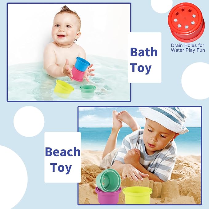 WEEJOYGAM Stacking Cups Baby Toys 6 to 12 months, Nesting Stacking Toys - Image 6