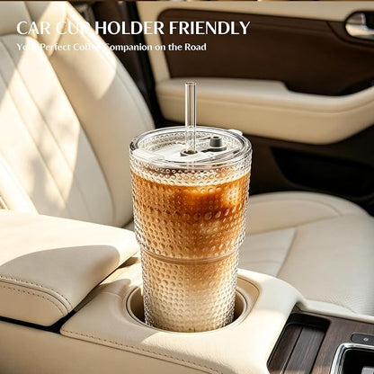 INSETLAN 20 oz Hobnail Glass Cups - Image 7