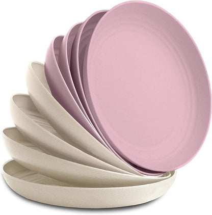8-Pack Reusable Wheat Straw Plates Set by NookTheory