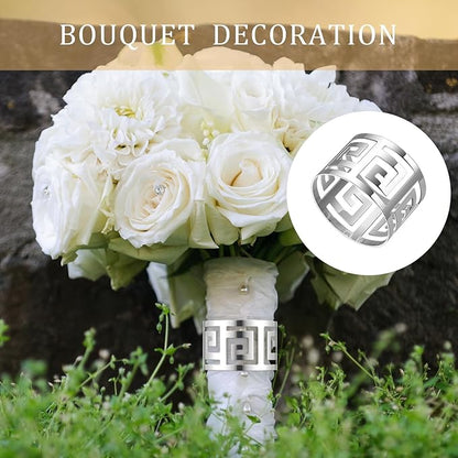 Hotop 16 Pcs Silver Napkin Rings Set Hollow Out Metal Napkin Holder Exquisite Serviette Buckle Bulk for Wedding Party Gathering Dinner Table Decoration