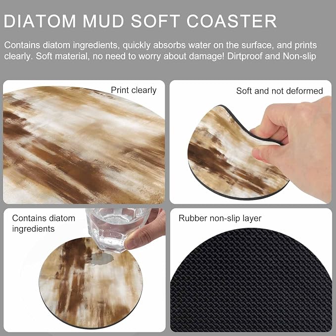 Abstract Minimalist Coasters Set of 4, Absorbent Coasters - Image 9