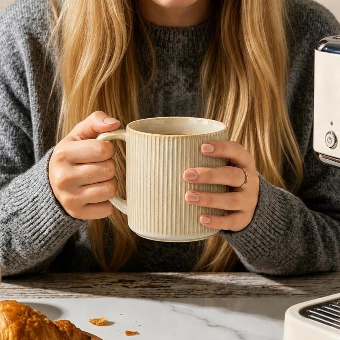 theterra Ceramic Coffee Mugs Set of 4, 14.2 oz Coffee Cups - Image 6