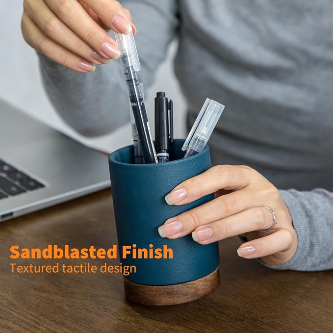 Ceramic Pen Holder for Desk, Pencil Cup, | Organizer and Makeup Brush Holder - Image 3