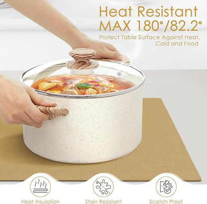 MANSPHIL Gold Fabric Placemats Set of 6 Faux Linen Table Mats Thick Cloth Place Mats Heat Resistant Double Layer Wrinkle Free Dining Kitchen Table Decor - 13x19 Inch Oeko Tex Placemat