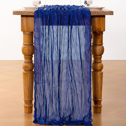 DeZerlor Royal Blue Cheesecloth Table Runners 2 Pack Summer Boho Runners | - Image 3
