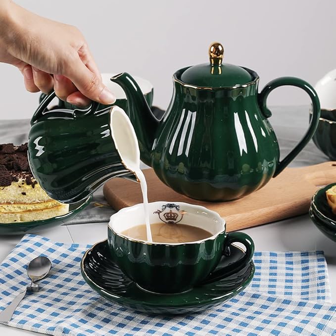 Sweejar British Royal Porcelain Tea Set, 8 OZ Cups & Saucer Service - Image 5