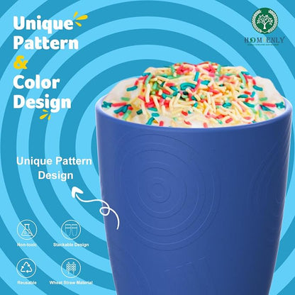 Homienly Wheat Straw Cups Set of 8, 12oz Drinking Cups, Plastic Cups Reusable - Image 4