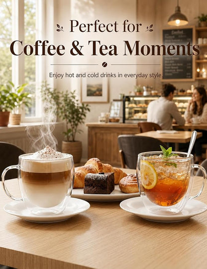 8.5oz Double Walled Glass Coffee Mugs - Image 7
