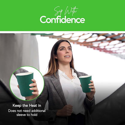 Restaurantware-12 Ounce Disposable Coffee Cups, 500 Ripple Wall Hot Cups - Image 8