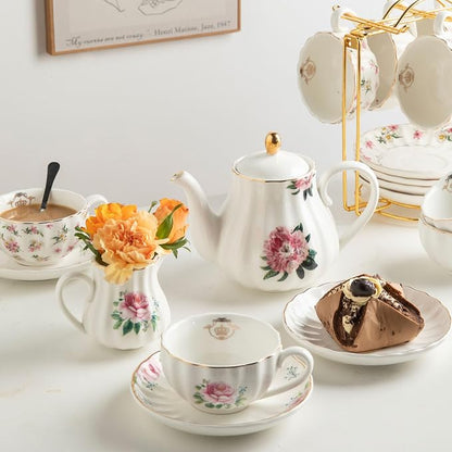 Sweejar Porcelain Tea Sets British Royal Series, 8 OZ Cups & Saucer Service - Image 8