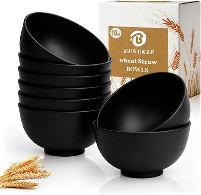 Small Bowls 10oz, Unbreakable & Lightweight Wheat Straw Bowls Sets of 8 by BUSOKIP
