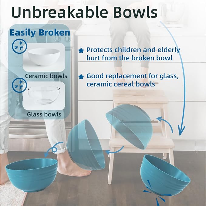 【6 Pcs】Unbreakable Mixing Bowls Unbreakable Salad Bowls, 68 Ounces Microwave - Image 5