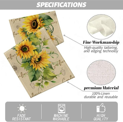Summer Sunflowers Table Runner, Seasonal Spring Summer Flowe Table Runners | - Image 2