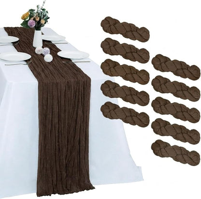 10 Pack Brown Cheesecloth Table Runner 17 x 108 Inch | Boho Gauze Fabric by RestfulGlow