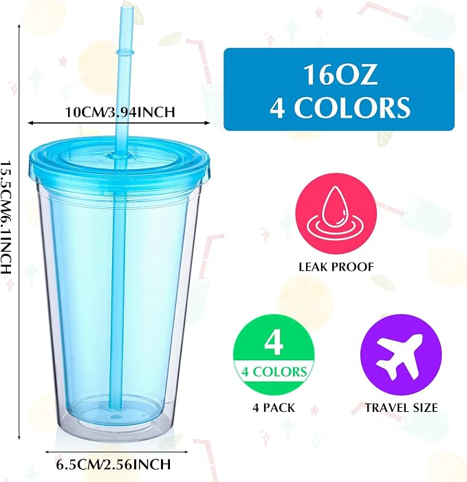 Nuogo 4 Pieces Insulated Double Wall Plastic Tumbler - Image 2