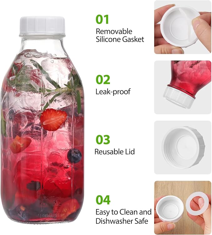CUCUMI 4 Pack 32 Oz Glass Milk Bottle - Image 5