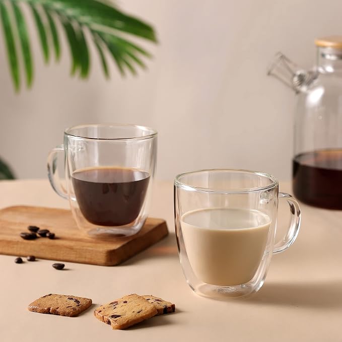 CNGLASS Glass Coffee Mugs 12oz, Double Walled Insulated Cappuccino Mug - Image 4