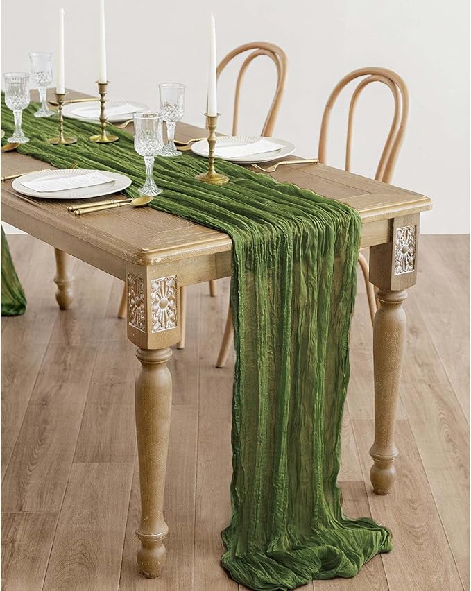 12 Pcs Olive Green Cheesecloth Table Runner 10Ft, Gauze Table Runners 21.5 x - Image 8