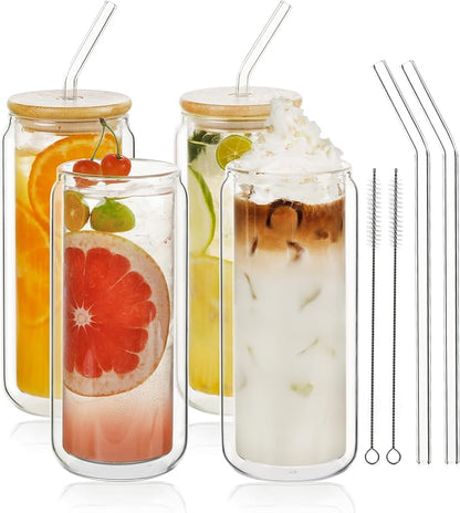 LIBWYS Double Wall Drinking Glass Cups by LIBWYS