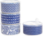 Selamica Ceramic Bowls with Lids,14 OZ Small Serving Bowls with Lids for Lunch Picnic Microwave Safe, 5 Inch Kitchen Food Storage Bowls Set of 4 for Prep, Salad, Pasta, Cereal, Vintage Blue