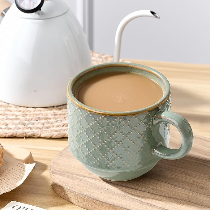 JIEMEI HOME Large Ceramic Coffee Mug Set of 4 - Image 5